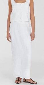 NWT Dissh High Waist Roberts White Linen Midi Skirt Women's Size US 10