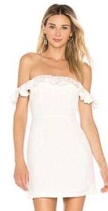 By The Way. Revolve Off The Shoulder Linen Blend Mini Dress Ruffle Womens Xs New