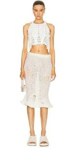 Acne Studios knit Uneven Hem Midi Skirt in Off White Medium New Womens Sweater