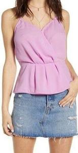 NEW Leith Light Purple Faux Wrap Peplum Tank Top