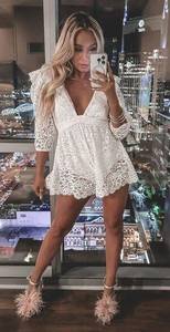 FOR LOVE & LEMONS Santo Romper in White Size XX-Small NWT