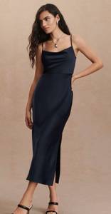 Cali Satin Cowl-Neck Midi Slip Dress