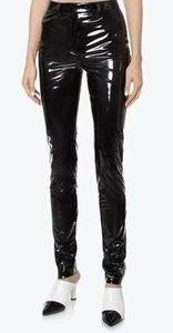 Tibi Tech Size 2 Black Patent Skinny Pant  Womens Zip Up