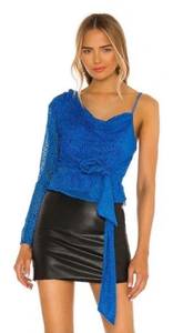 Pari Blouse Blue One Shoulder