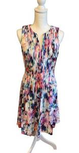 NYDJ Colorful Split Neck Midi Spring/Summer Dress Size 8