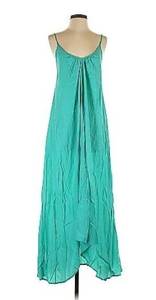 Pink Stitch Resort Maxi Dress Back Cutout Casual Vacation Size 2 Small Green