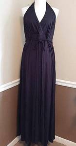 NEW  Fervour Black Jersey Knit Braided Belt Modcloth Halter Maxi Dress Size 1X