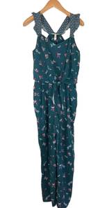 Evergreen Dream Size Small Green Butterfly Pattern Romper Jumpsuit