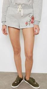 NWT  Floral Embroidered Gray Lounge Shorts