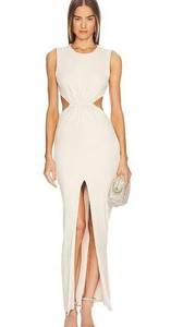 Revolve x Michael Costello Shelby Gown Ivory Cream Backless Maxi Dress Cutout