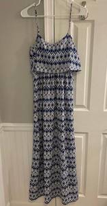 Blue and White Maxi Dress
