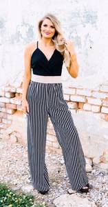 These Three Boutique Black Striped Jumpsuit