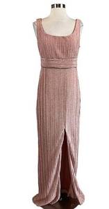 Adrianna Papell Women's Formal Dress Size 10 Pink Metallic Beaded Column Gown