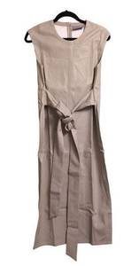 Modern Citizen Pilar Vegan Leather Tie-Front Dress Beige M New