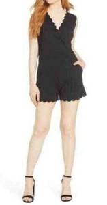 FRENCH CONNECTION Black Lula Beau Scallop Sleeveless Knit Play-suit Romper 8 NWT