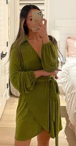 Princess Polly Mini Green Wrap Dress