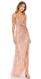 Mac Duggal  5372 Rose Gold Sequin A-Line V-Neck Sleeveless Formal Cocktail Gown