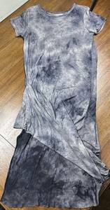 Size M Tie Dye Gray Short Sleeve High Low Dress