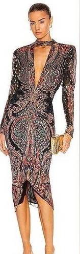 Rococo  Sand NWT Nott Midi Printed v neck black dress size small