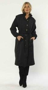 Amuse Society Black Ginger Woven Trench Coat Jacket Size X Small Ruffle Neckline