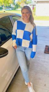 Blue And White Checkered Sweater