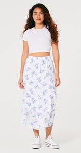 White & Blue Flower Maxi Skirt