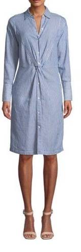 Vince [] Stripe Shirt Dress with Twist Front-Size 6