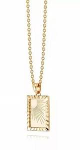 Boutique 18k Gold Sunburst Square Pendant Boho Necklace