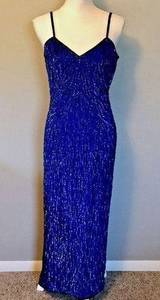 Vintage  New York Sequin Dress Womens PM Petite Used Blue