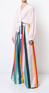 Tome women’s rainbow multicolor Striped high waisted Karate pants size S small