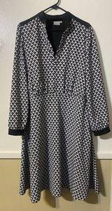 Eshakti Dress Womens Large Black Midi Geometric Chevron Contemporary