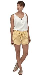 Patagonia  Women’s Garden Island Yellow Striped tie front shorts size large