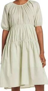 Sage green poplin sleeve dress