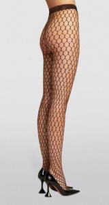 Wolford x Amina Muaddi Swarovski Crystal Fishnet Tights in Brown XS NEW!