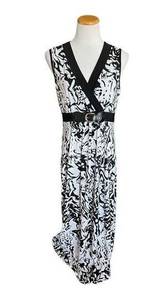 Womens Susan Lawrence Faux Wrap Belted Sleeveless Maxi Dress - Sz M