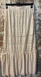 NWT Soulmates crocheted cream maxi skirt size Large