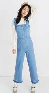 Madewell  Denim Ruffle-Strap Jumpsuit Overalls Size 8