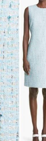 St. John ‎ Sequin Tweed Sheath Dress Knee Aqua Light Blue 14