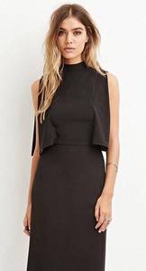 Forever 21 Black Layered Square Mock Neck Maxi Chic Dress