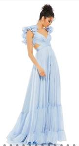 Max Duggal Ruffle Tiered Cut Out Chiffon Gown