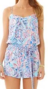 Lilly Pulitzer Multi-Colored Shell Me About It Keyhole Romper Size X Small