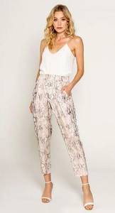 NWT Lavender Brown Effortless Chic Snake Print Pull On Jogger Pants