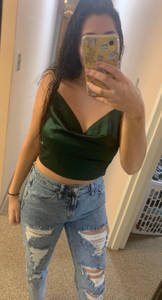 Green Satin Crop Top