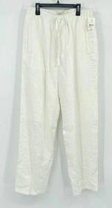 Parisian Signature Linen Pants Womens Sz M Cream Beachy Trouser Lined Lagenlook