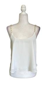 San Joy  White Gold Chain Strap Open Back Tank Top Large