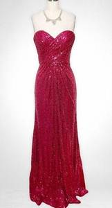 La Femme Red Sequin Strapless Formal Dress Prom Evening Gown Mermaid