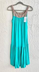 M Missoni Sleeveless Square Neck Tiered Midi Dress Teal Women's Size Small