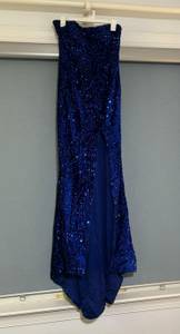 royal blue slip prom dress w sequins 