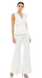 Mac Duggal Sleeveless Faux Wrap Peplum Jumpsuit-‎ NWT