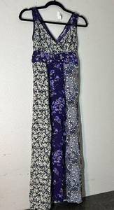 NY Collection Long Sequin Boho Maxi Dress Cottagecore Fairy Patchwork SZ M